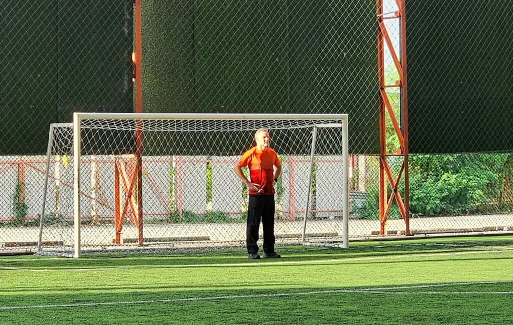 The goal on the covered pitch at the end of a session